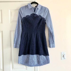 SOLD BCBGMaxAzria Kaylin Blue Lace Block Shirt